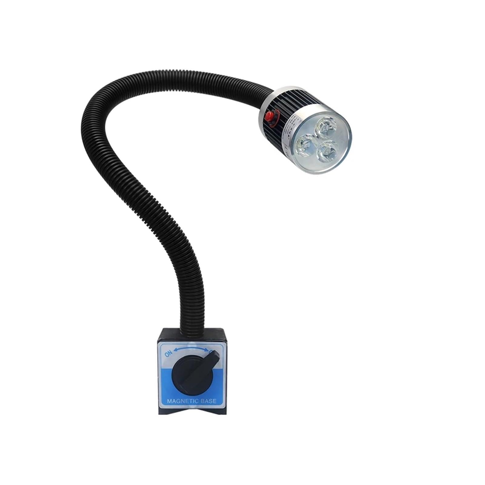 Oświetlenie tokarki, Lampa LED do obrabiarek 3W 6W 9W Długie ramię węża Warsztatowe światła robocze Magnetyczna/podstawa śrubowa Super jasna lampa przemysłowa(Switch magnetic base,9W)