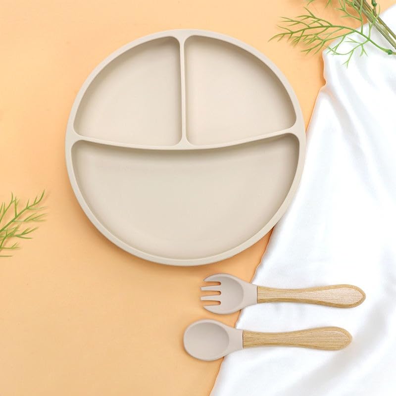 Apexx Baby Plate with Suction Cup | Silicone Toddler Plate with Spoon & Fork | Non-Slip BPA-Free Baby Placemat for Kids, Infants & Children Feeding-image-18