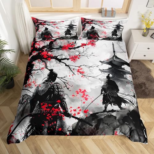 Feelyou Japanese Samurai Bedding Set Full Size - Ukiyoe