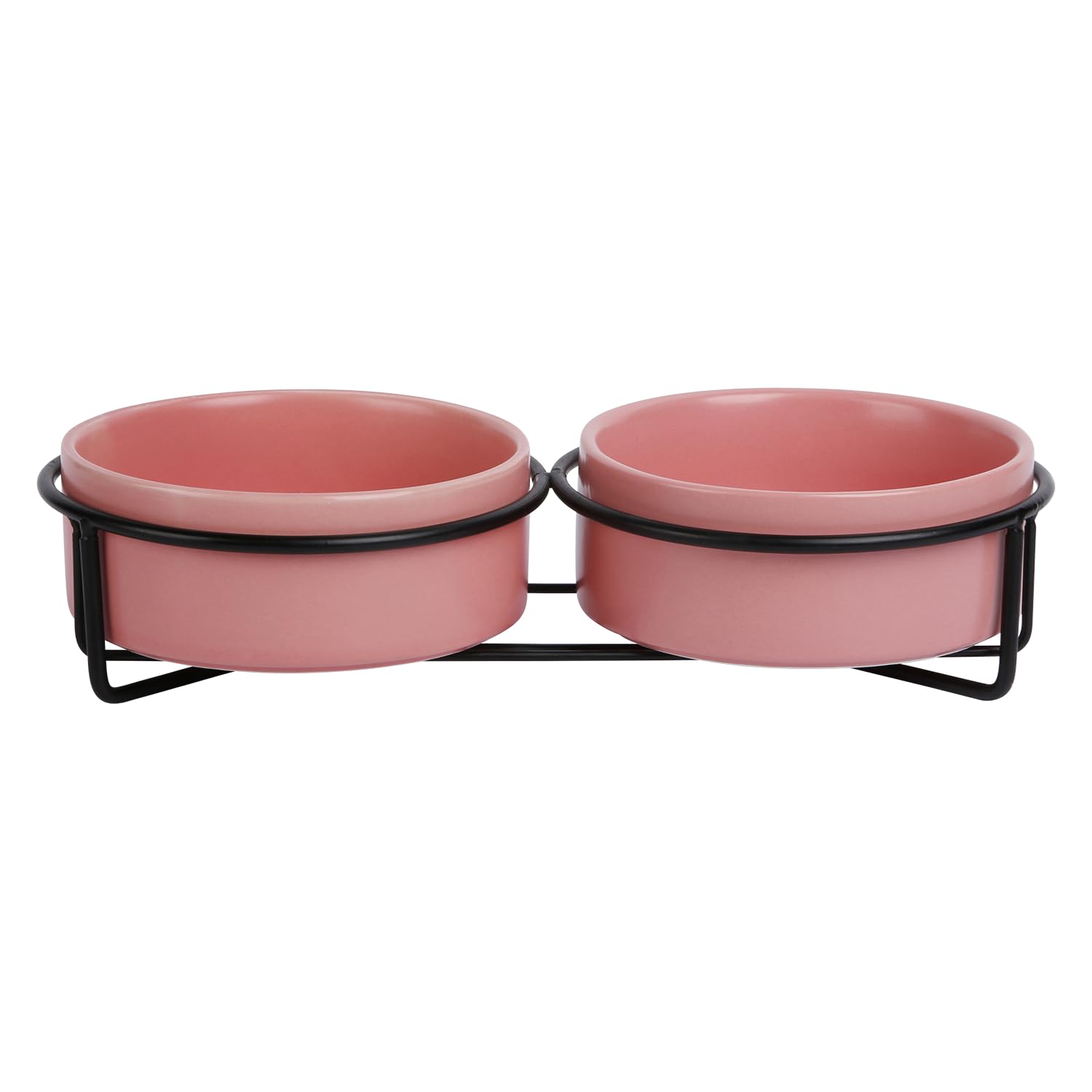 JACK AND VANILLA, Bon Appetit Double Ceramic Bowl with Elegant Metal Stand, 2 x 850 ml, Modern and Practical Design, Ideal for Dogs and Cats, Pink