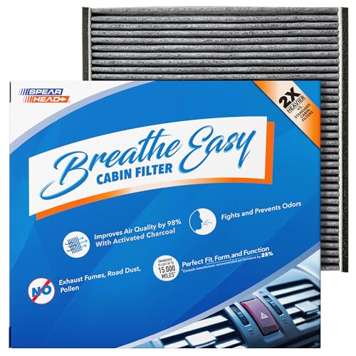 Spearhead Odor Defense Breathe Easy AC & Heater Cabin Filter | Fits Select 2000-2010 Avalon, Camry, Sienna, Solara, ES330, GX470, RX350, RX400h | Up to 25% Longer Lasting w/Activated Carbon (BE-132)