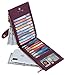 Travelambo Womens Walllet RFID Blocking Bifold Multi Card Case Wallet with Zipper Pocket Crosshatch (Red Wine 2393)