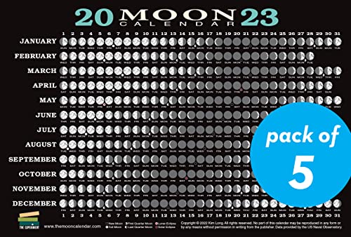 2023 Moon Calendar Card (5 pack): Lunar Phases, Eclipses, and More!