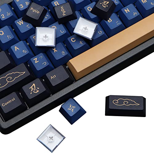 Image of MOLGRIA Blue Samurai Keycaps, 129 Set PBT KeyCaps for Gaming Keyboard, Cherry Profile Dye Sublimation Custom Keycaps with Puller for Gateron Kailh Cherry MX Switch 104 /87 /71 /61 60 Percent Keyboard