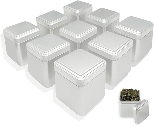 Paquete de 9 recipientes de té de hojas sueltas, recipientes cuadrados para té suelto, organizador de almacenamiento de té con tapa sellada, tarros