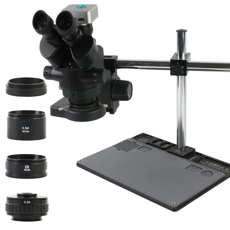 Microscope 3.5X-90X Continuous Zoom Simul-Focal Stereo Trinocular Microscope 48MP 4K 1080P H_DMI USB Video Camera Digital Image Acquisition(3.5X-90X 0.5XCTV)