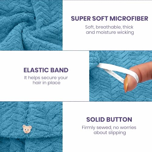 Image of MAXOSHINE Hair Towel Wrap for Women-Quick Drying Microfiber Towel for Hair with Elastic Loop for Tying-Super Absorbent Head Towels Wrap for Ladies Hair Turban