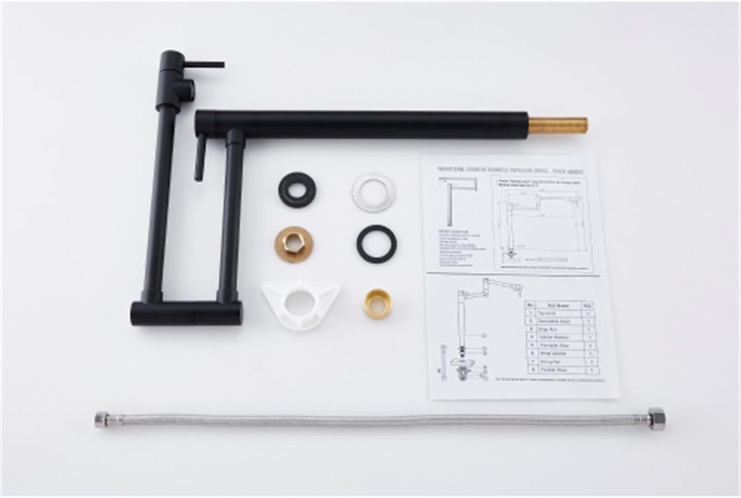 Pot Filler Faucet with Extension Shank Tap Wall Mounted Pot Faucet Modern Brass Filler Double Attachment Telescopic Folding Kitchen Rocker Strainer Suitable for Home Dining Room Bathroom Laundry Room