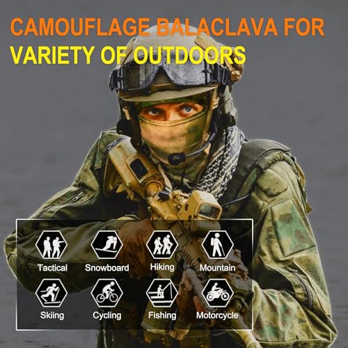 Image of Camo Balaclava Face Mask for Man and Women-Hunting，Skiing，Motorcycle Windproof，UV Protection&Military Training