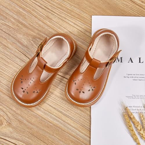 Image of GINFIVE Toddler Girls Dress Shoes Little Kids Flats School Mary Janes Shoes