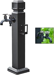 Genérico Columna de Agua Independiente para jardín Exterior, Poste Vertical para riego, Fuente de Agua Duradera de Color Negro, 14,5 x 14,5 x 60 cm