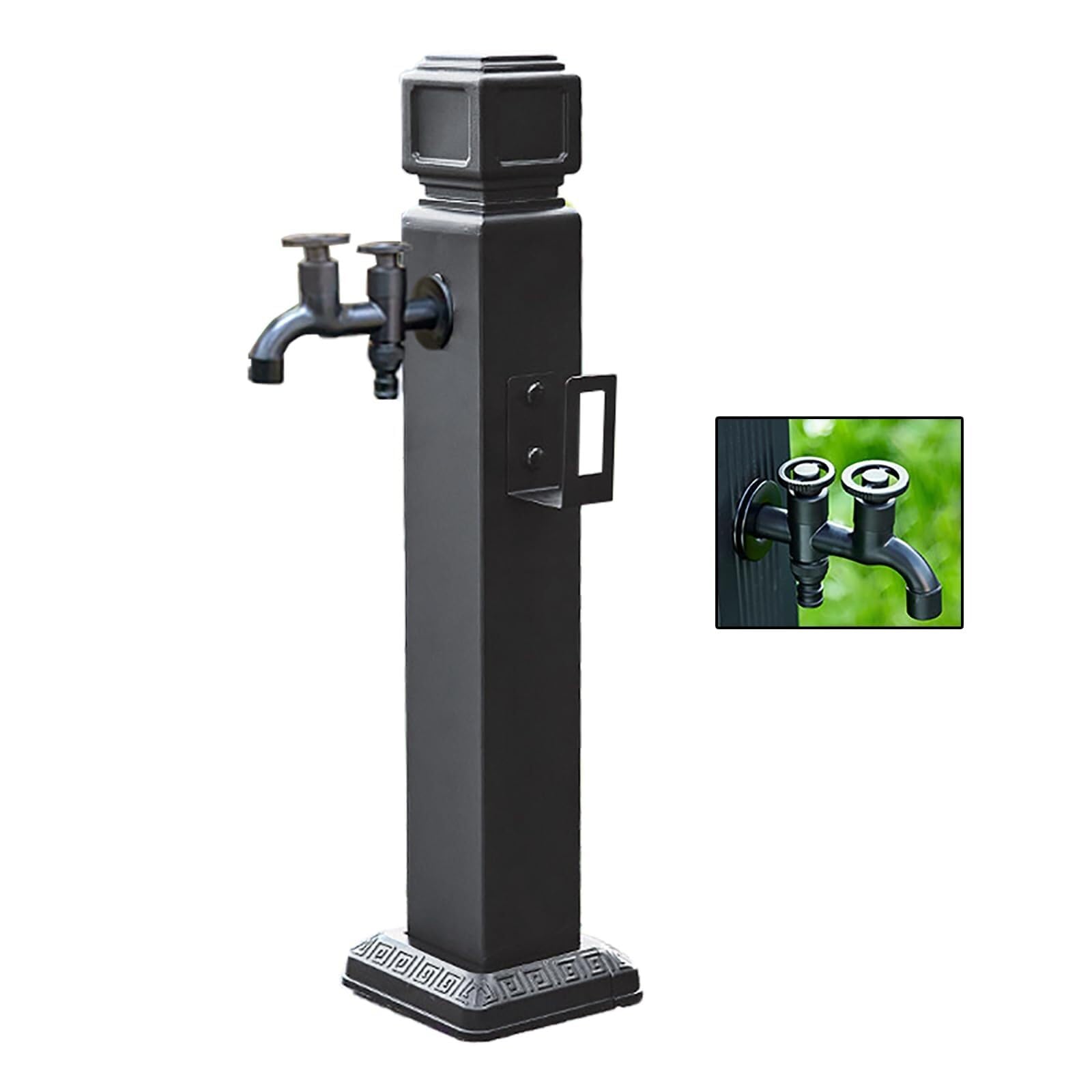 BHGFYXBS Freestanding Garden Water Column, Outdoor Garden Water Column, Vertical Garden Water Column, Courtyard Faucet Post For Irrigation And Watering,Black-5.7 * 5.7 * 23.6in