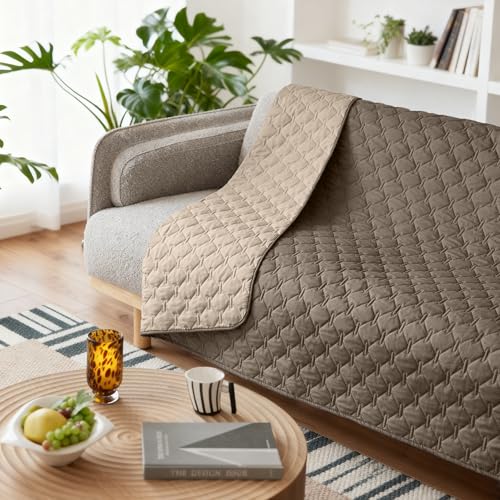 Image of gogobunny 100% Double Sided Waterproof Dog Blanket Soft Pet Bed Cover Reversible Protect Furniture Couch Sofa Car for Puppy Cat Kids (Dark Walnut /Light Walnut, 82x120 Inch (Pack of 1))
