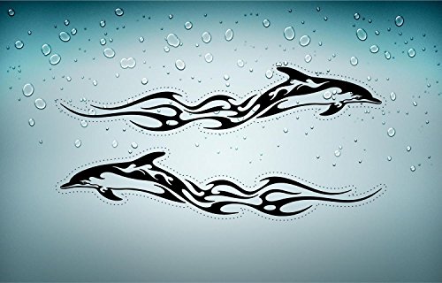 Akachafactory 2X Autocollant Sticker Voiture Moto Tuning Dauphin Fleur Tribal Bomb JDM r2