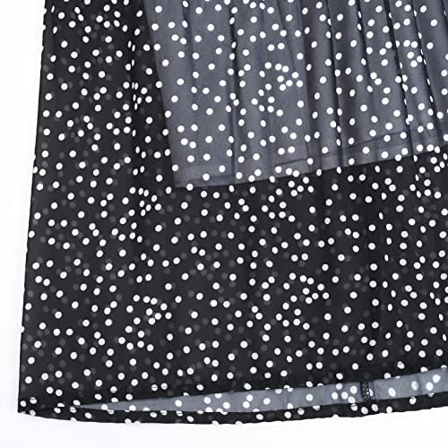 Bhome Maternity Skirt Pleated Swing Chiffon Pregnancy Midi Skirt Polka Dot A Line Maternity Dress Black With White Dots Small/Medium #TOP5