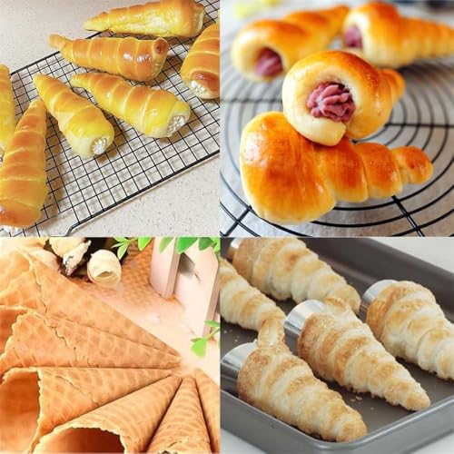 6'lı Paslanmaz Çelik Pasta Kalıbı Seti, Cannoli, Kruvasan ve Dondurma Külahı İçin Koni Şekilli Kalıplar, Profesyonel Pastacılık Araçları