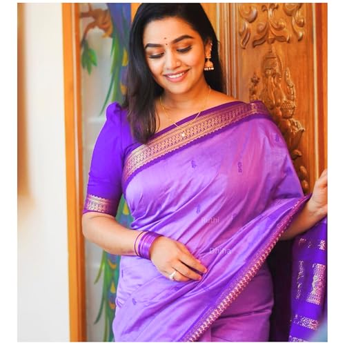 Image of DHIHA Gadwal Cotton Saree for Women | Pure Kalyani Cotton Saree with Zari Border Tassels & Blouse | Kanjivaram Linen Silk | Handloom Weave