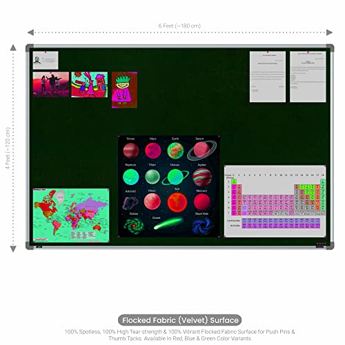 Image of Scholar Art Metis 4x6 Feet Fabric Pin-up Display Board for Office, Home & School | High Strength Velvet Cloth + High Density Soft Board for Pinning Photos, Sticky Notes & Reminders (Dark Green)