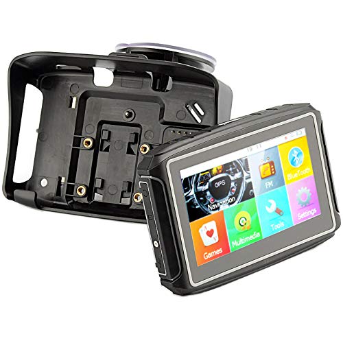 LPWCAWL GPS De Coche, Navegaci�n GPS De Motocicletas, Navegador Satelital GPS De 4.3 Pulgadas con Pantalla T�ctil TFT, Mapa Gratuito, Navegaci�n De Voz, IPX7 Impermeable, 256MB RAM + 8G ROM