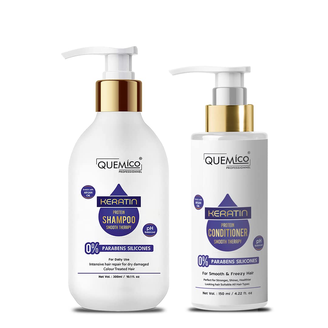 Sponsored Ad - Pro Keratin Shampoo And Conditioner Combo Set | Shampoo 300ml, Conditioner 150ml | For Dry & Frizzy Hair | No Parabens & Silicones Added, Set of 2