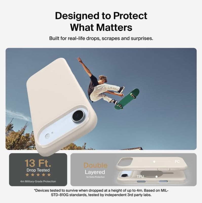 Image of Belkin iPhone Air Case | Armour /Protect Magsafe | Slim, Anti-Scratch, 4M Drop Protection, Dual Layer Protection | Sand