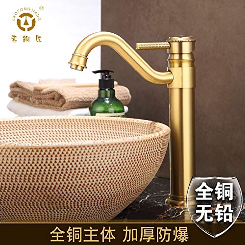 Preisvergleich Produktbild Küchenarmatur Waschbecken Bad Waschtischarmatur Aufsatzwaschtisch - Armatur Aus Messing Retro Oben Zähler Bassinhahn Europäischen Stil Hahn Oben Zähler Becken Lh10101, Kaffee Bronze