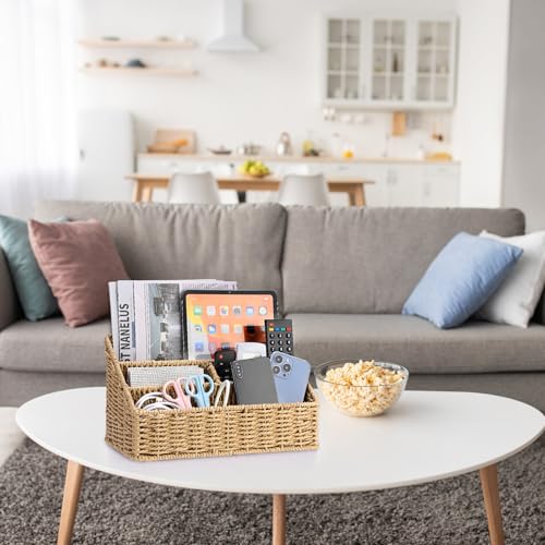 Organiseur de courrier en corde de papier BTSKY avec 4 compartiments marron - 8