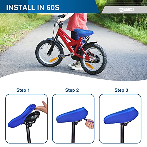 Winningo Gel Kids Bike Seat Cushion Cover, Anti-Slip Child Bike Seat Cover Comfortable Adjustable Small Bicycle Saddle Pad, 9'' X 6'' #TOP4