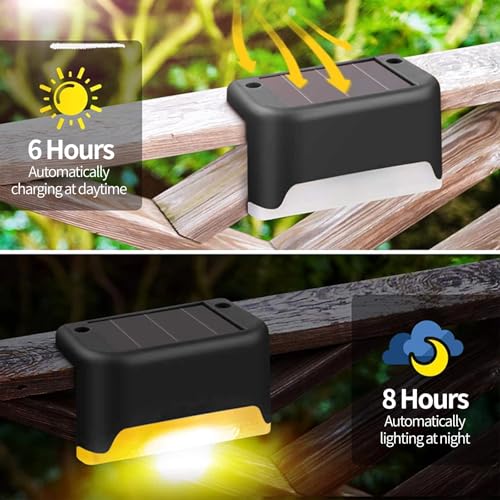CNMTCCO Solarleuchten für außen, 12 Stück Schwarz Solarleuchte Garten, Treppenlicht Zaunlichter, warmweiße Solar-Wegebeleuchtung Für Dekoration Hof, Terrasse, Treppe und Garten (Schwarz)
