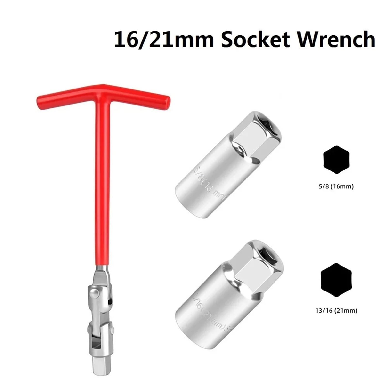 Llave De BujíA En T Kit de Herramientas reparación Motocicletas y Coches 3 en 1, Herramienta extracción bujías, Llave Tubo 16mm (5/8 ") 21mm (13/16"), con Mango T