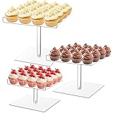 AHANDMAKER 3 Teiliges Acryl Etagen Serviertablett Set (10x10cm 9x98x8cm {10} cm {12}7.5x7.5cm ) – Transparenter Dessertständer Für Hochzeiten Geburtstage Partys Und Weihnachtsdekoration