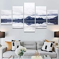 SIGNWIN 5 Panel Canvas Wall Art Winter Lake for Home Decorations Ready to Hang - 60