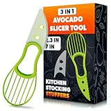 Avocado Slicer Tool 3 in 1 – Food-Grade Plastic Cutter, Peeler & Pit Remover for Easy Slicing, Scooping & Quick Food Prep – Easy to Use Kitchen Stocking Stuffers, Durable with Ergonomic Design