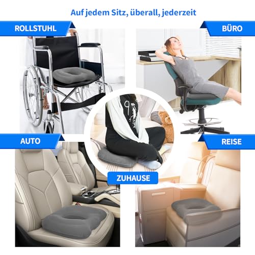 Nevife Aufblasbares Donut Sitzkissen, Orthopädisches Sitzkissen mit Höhenverstellung - Weiches & Atmungsaktives Druckentlastungskissen für Büro, Homeoffice, Autofahrten und Lange Sitzzeiten