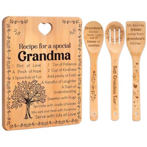 Grandma Gifts, Birthday Gift for Grandmas Nanny from Grandkids, Bamboo Cutting Board, Grandparents Thankgiving Kitchen Presents for Nana Gigi from Grandchildren