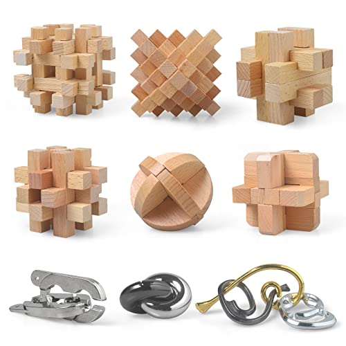 Actpo Wooden Puzzles And Metal Puzzles Gift For Kids And Adults Family Game Educational Brain Puzzle Office Toys 3D Unlock Interlock Assorted Brain Teasers For Adults Puzzles Kids Fun Game Puzzles Box #TOP16