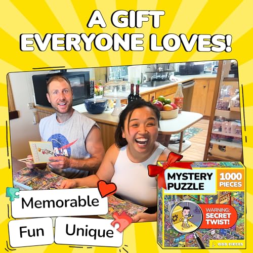 Image of Odd Pieces Jigsaw Puzzles 1000 Pieces with Storytelling Comics, for Women, White Elephant, Mystery Puzzle for Adults & Kids - 19.7'' x 27.6'' Frameable Magic Puzzle Art (Series 4)