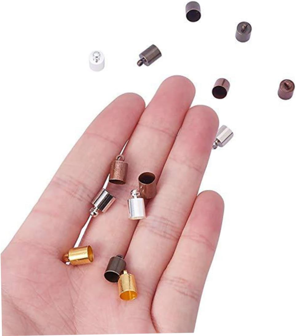 Gadpiparty 200Pcs Mixed Color Copper Cord Ends Caps Wide Weight Buckle for DIY Jewelry Making for Necklaces Bracelets and Earrings Compatible with Leather and Cords