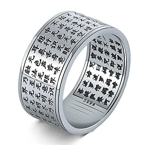 Buffalo BottleCraft 复古泰银食指佛教 心经戒指男士银扳指 银饰个性指环 银饰品