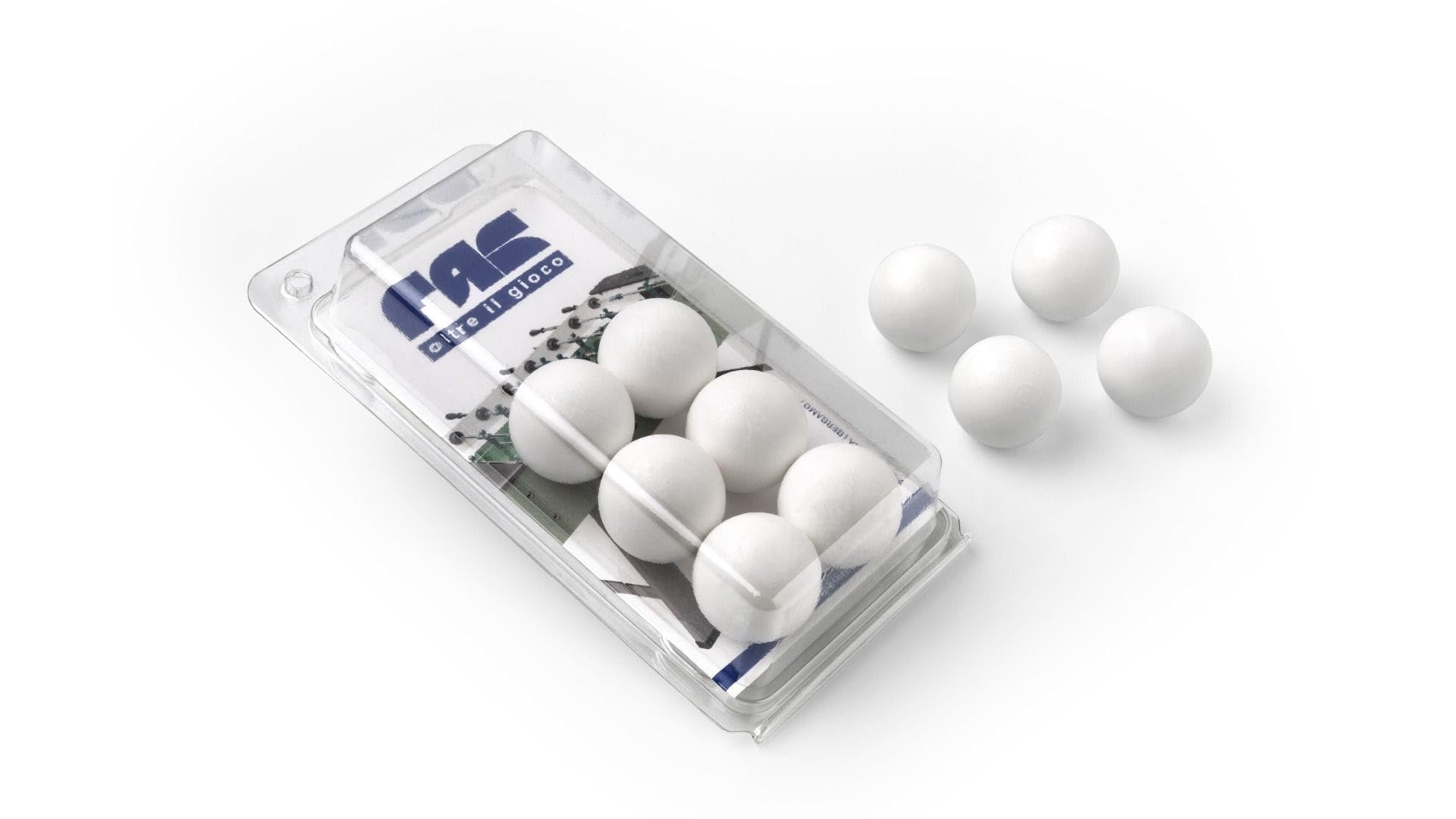 FAS Set 10 Palline Calcio Balilla 33mm Plastica Bianco Giallo Arancione 19g