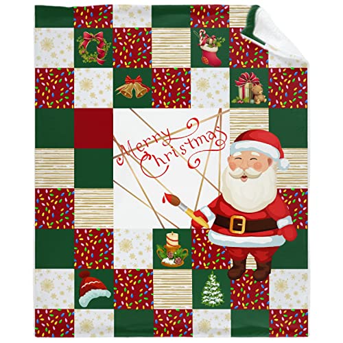 caimizogojocrz Christmas Plaid Flannel Fleece Throw Blankets, Super Soft Cozy Lightweight Swaddle Blanket for Couch Chair Bed Sofa Office Teen or Nap Size 50