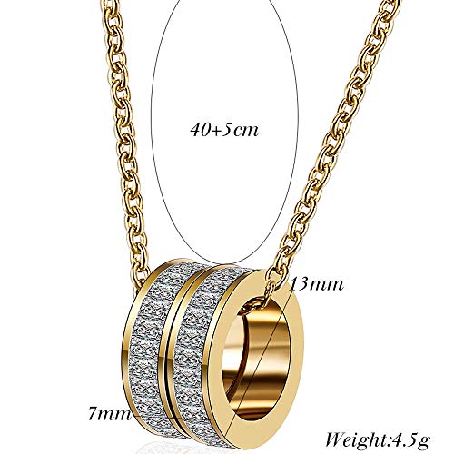 Jude Jewelers Stainless Steel Two Eternity Rings Charm Statement Wedding Party Collar Necklace2