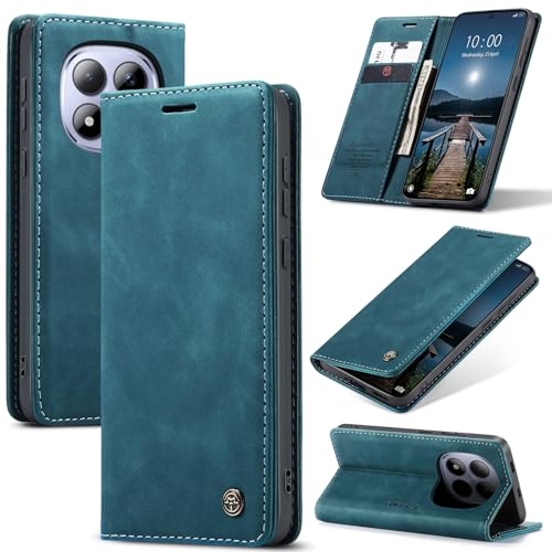 Phernykas Funda para Xiaomi Redmi Note 15 Pro 5G Libro Case, Cierre Magnético Función Soporte Bloqueo RFID Proteccion Flip Wallet Carcasa Móvil para Xiaomi Redmi Note 15 Pro 5G Funda, Azul Verde