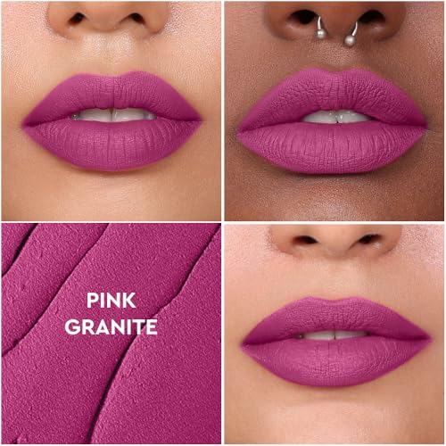 Image of Kiro Airy Matte Liquid Lipstick, Pink Granite (Pink Plum), 5 ml, Transferproof, Liquid Lip Colour, Long Lasting, Vegan, No Parabens, Avocado Oil, Non Toxic Lipstick for Intense Colour (Pack of 2)