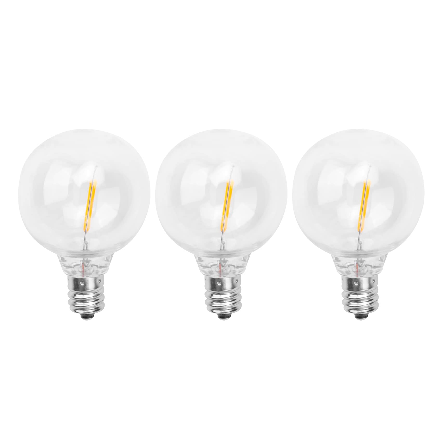 Dropfree 3Pcs G40 Led Replacement Light Bulbs, E12 Base Shatterproof LED Globe Bulbs for Solar String Lights Warm White