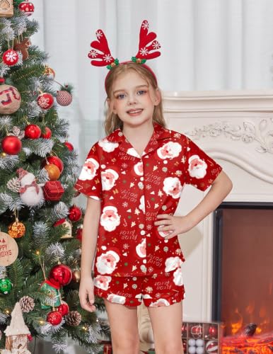 Image of Arshiner Girls Pajamas Silk Satin Pajama Set Button Pjs Ruffle Sleepwear | 2 Piece Nightwear, Silky Soft Lounge for Little & Big Kids, Ideal for Sleeping and Sleepover Party
