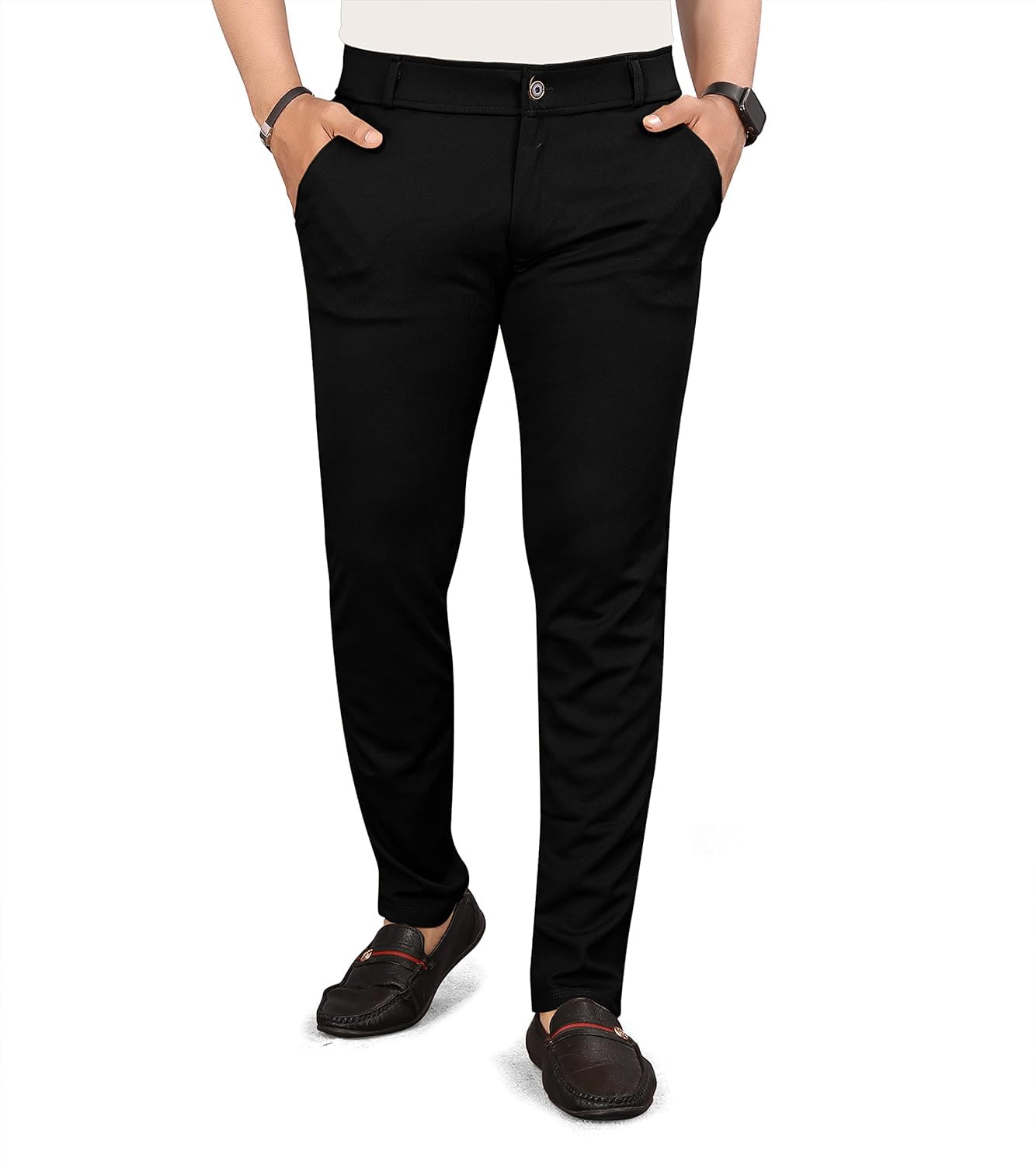 bhikadiya Men's Lycrablend Soild Slim Fit Casual Trouser Pant-picture-40