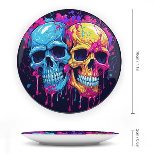 Plato decorativo de porcelana Bone China con calaveras 7 in miniatura 2