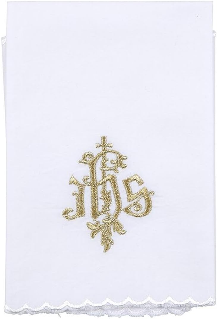 Christmas gifts, necklaces and more - Embroidered Jesus Christ Lace Trim Mass Linen Gift Set Features Gold Jesus Christ Embroidered S1FVH12284 - necklaces and more Christmas gifts