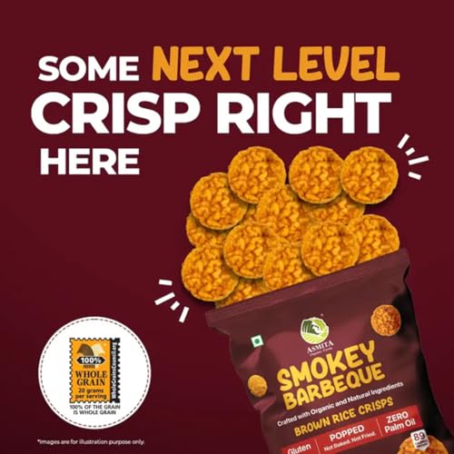 Image of Asmita Organic Farms Brown Rice Crisps (55g) | Not Fried, Not Baked | No Palm Oil, No Trans-Fat | Popped Healthy Chips | Crunchy Snack in 4 Exciting Flavours | 4 x 55g Combo Pack